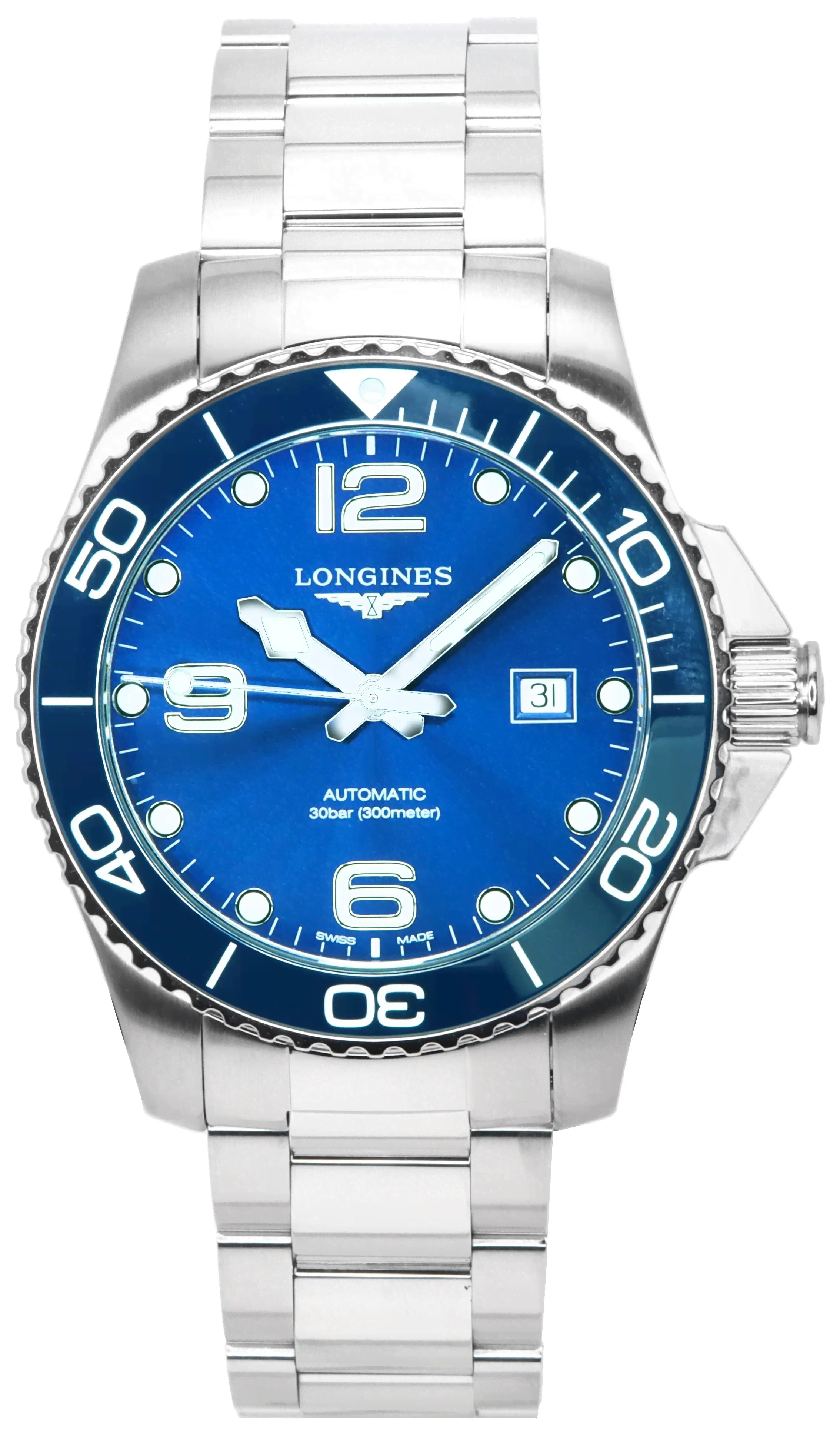 Мужские часы Longines HydroConquest Sunray Blue с циферблатом Super-LumiNova Automatic Diver L3.782.4.96.6 300M