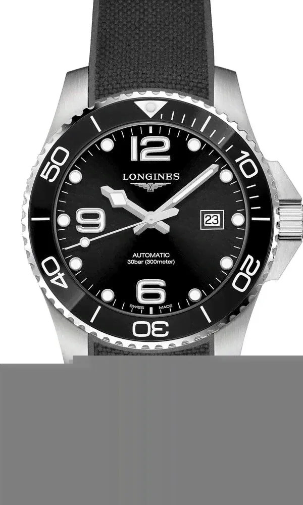 Швейцарские механические часы с автопозаводом Longines HydroConquest Auto L3.782.4.56.9 на каучуковом браслете, с водозащитой 30 бар и международной гарантией от производителя