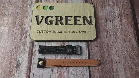 Black Lizard Leather Custom Open Ended Strap For Vintage Longines Watch