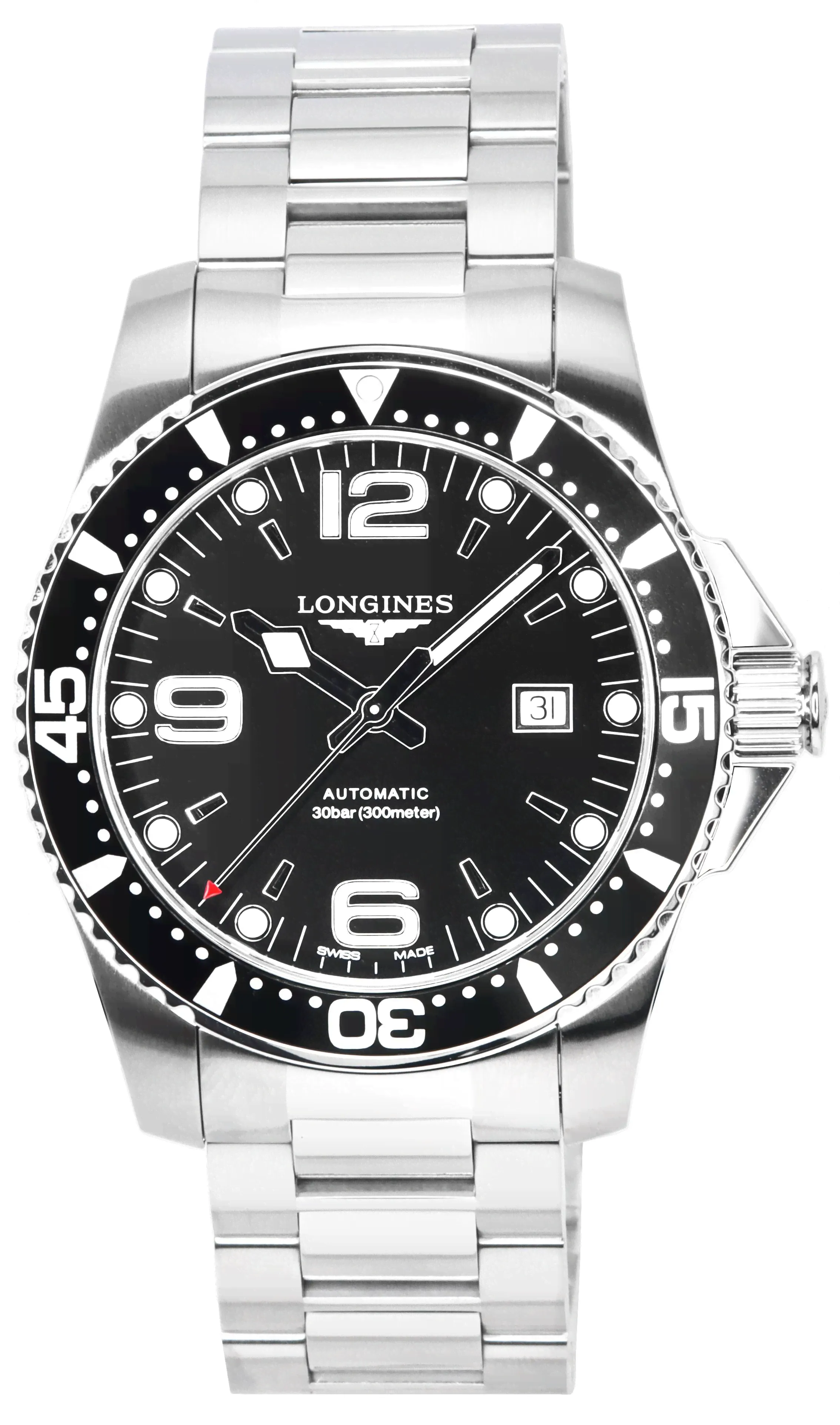 Мужские часы Longines HydroConquest Sunray Black с циферблатом Super-LumiNova Automatic Diver L3.841.4.56.6 300M-0