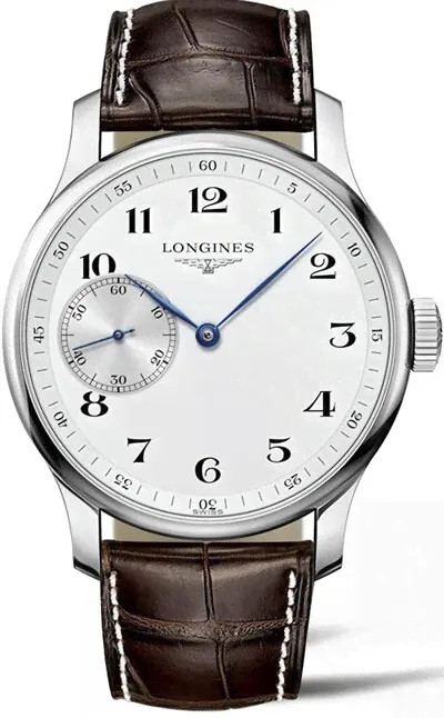 Longines Master Manual Wind 47.5 Silver Dial Brown Leather Strap Men's Watch L2.841.4.18.3 L2.841.4.18.3 (lpn8720656)-0