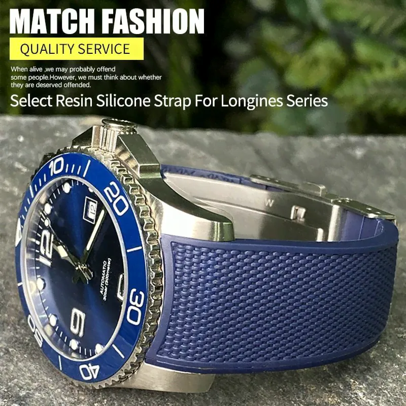 Silicone Fluorous Rubber Watchband Fits For longines hydroconquest l3 19mm 20mm