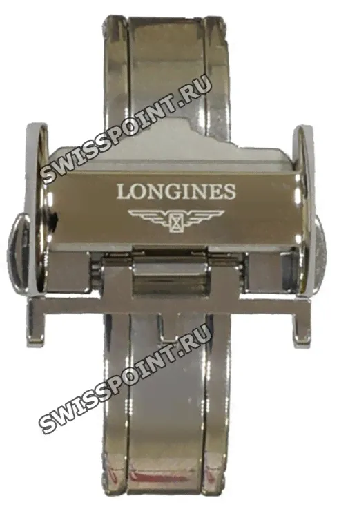 Стальной замок-клипса Longines L639119748, 20 мм, с кнопками для кожаного ремешка